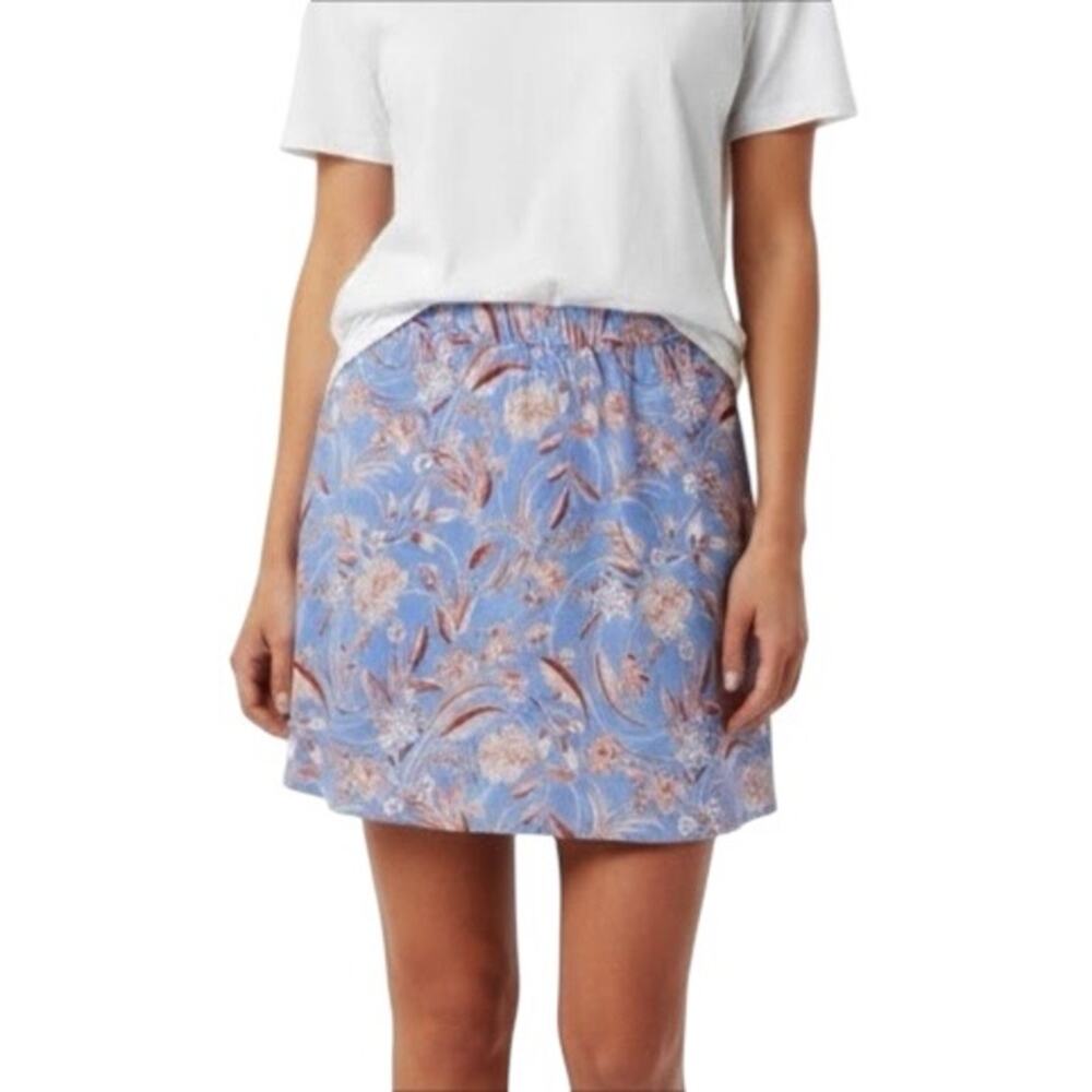 NWT LOFT Light Blue Floral Print Pull On Mini Skirt Size 4